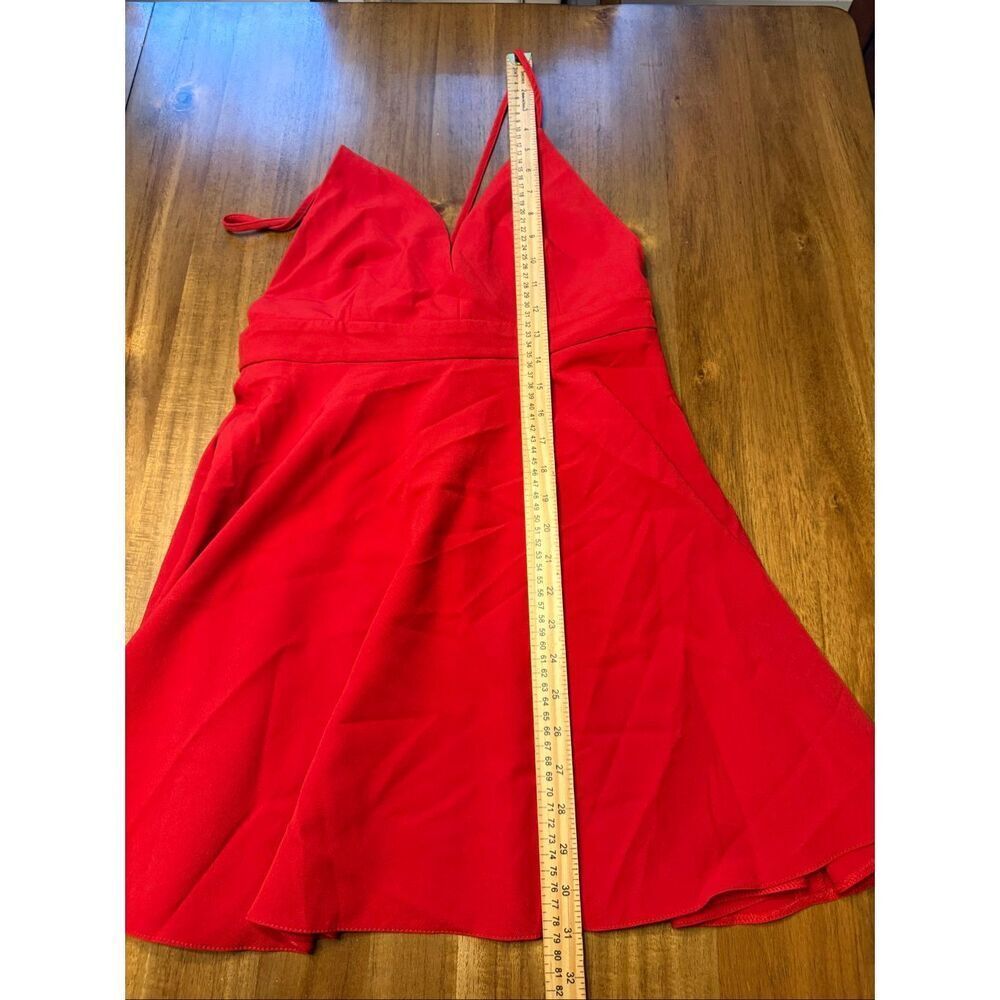 Zara | V-Neck Spaghetti Strap Mini Red Skater Dress | Size M | Fit & Flare - Picture 9 of 10